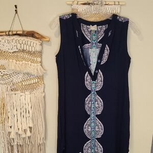 Cupio Medallion Floral Print Sleeveless Dress, Size Small